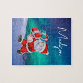 Kerstman is op weg Noorderlicht Kerstmis Legpuzzel (Horizontaal)