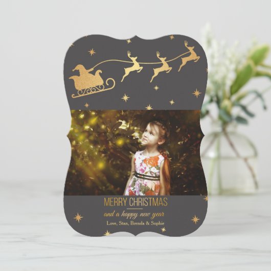 Kerstman is op weg Vakantiefotokaart Feestdagenkaart (Staand voorkant)