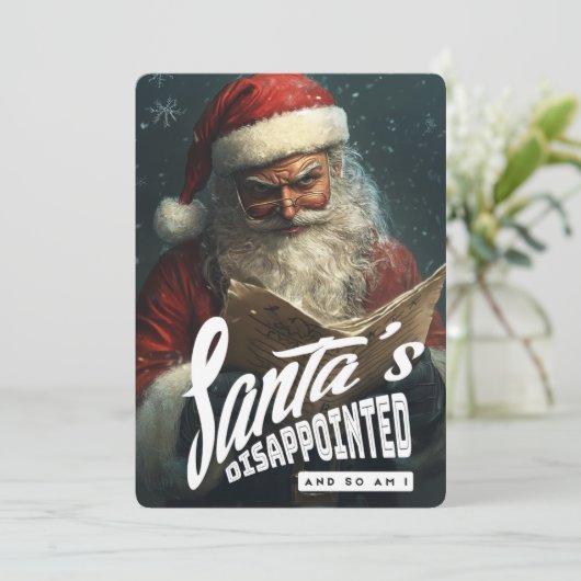 Kerstman is teleurgesteld en ik ook  Grappig sarca Feestdagenkaart (Staand voorkant)
