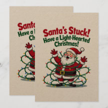 Kerstman is vast komen te zitten Grappige Kerstkaa