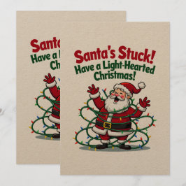 Kerstman is vast komen te zitten Grappige Kerstkaa Feestdagenkaart