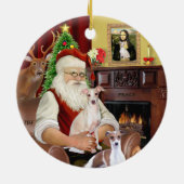 Kerstman - Italiaanse Windhond (TWEE) Keramisch Ornament (Achterkant)