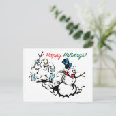 Kerstman Jacht Prettige Feestdagen Ansichtkaart (Staand voorkant)