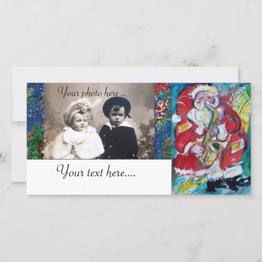 KERSTMAN & JAZZ FEESTDAGENKAART (Voorkant)