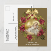 Kerstman Jezus in Manger Floral Ornament Briefkaart (Voorkant / Achterkant)