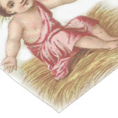 Kerstman Jezus in Manger Gold Maroon Korte Tafelloper (Hoek)