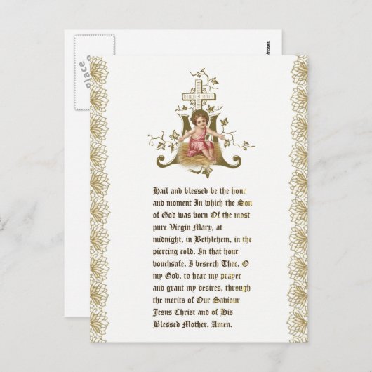 Kerstman Jezus in Manger Marian Cross Briefkaart (Voorkant / Achterkant)