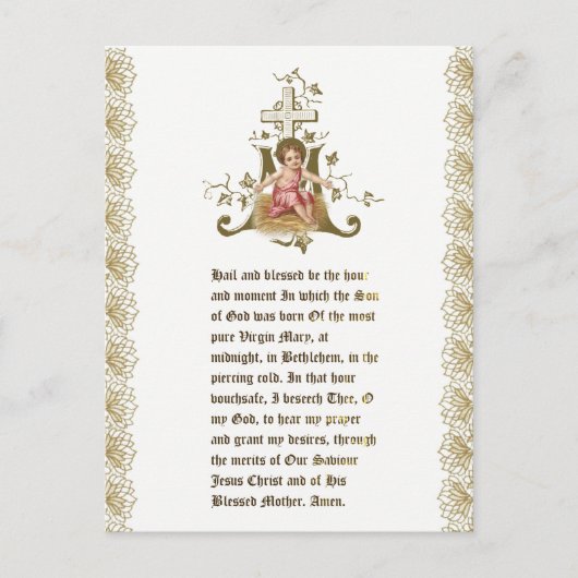 Kerstman Jezus in Manger Marian Cross Briefkaart (Voorkant)