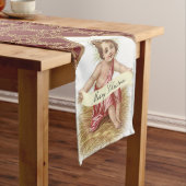 Kerstman Jezus in Manger Merry Kerstmis Korte Tafelloper (Voorbeeld)