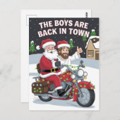 Kerstman Jezus op een motorfiets Grappige Kerstmis Briefkaart (Voorkant / Achterkant)