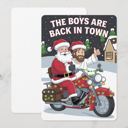 Kerstman Jezus op een motorfiets Grappige Kerstmis Kaart (Voorkant / Achterkant)