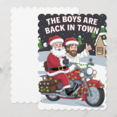 Kerstman Jezus op een motorfiets Grappige Kerstmis Kaart (Voorkant / Achterkant)