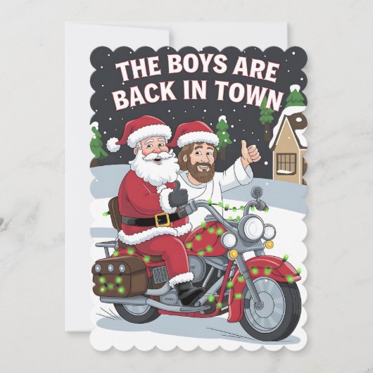 Kerstman Jezus op een motorfiets Grappige Kerstmis Kaart (Voorkant)