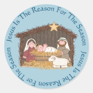 Kerstman / Jezus reden Ronde Sticker