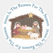 Kerstman / Jezus reden Ronde Sticker (Voorkant)