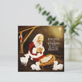 Kerstman Jezus Reden van het Seizoen Mooie Feestdagenkaart (Staand voorkant)