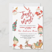 Kerstman Jingel & Mingle Kerstfeest Uitnodiging (Voorkant)