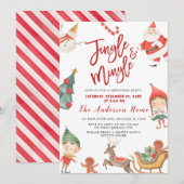 Kerstman Jingel & Mingle Kerstfeest Uitnodiging (Voorkant / Achterkant)