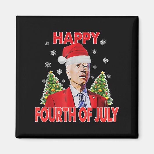 Kerstman Joe Biden Fijne 4e Juli Grappig Prettig K Magneet (Voorkant)