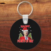 Kerstman Joe Biden Fijne 4e Juli Grappige Prettig Sleutelhanger (Voorkant)