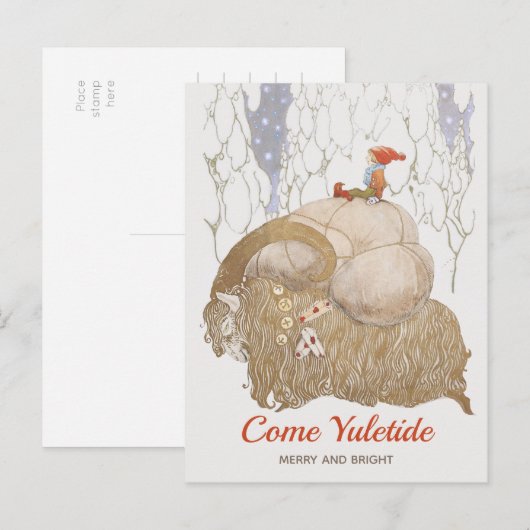 Kerstman John Bauer Julbocken Yule geit 1912 Feestdagenkaart (Voorkant / Achterkant)