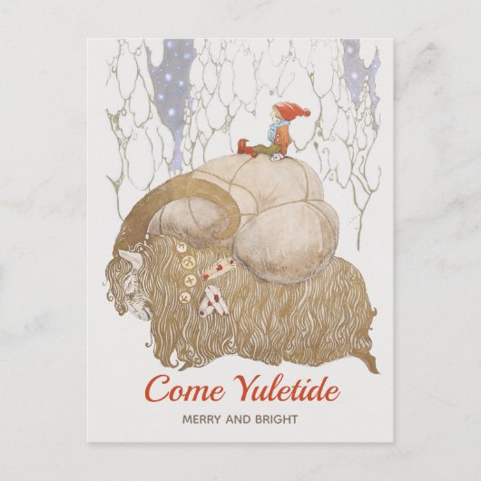 Kerstman John Bauer Julbocken Yule geit 1912 Feestdagenkaart (Voorkant)