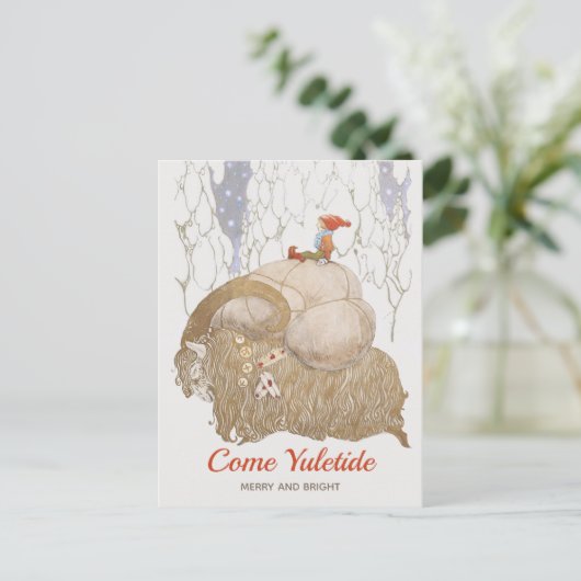 Kerstman John Bauer Julbocken Yule geit 1912 Feestdagenkaart (Staand voorkant)