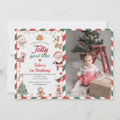 Kerstman Jolly Goede Tijd 1e Verjaardag Foto Kaart (Voorkant)