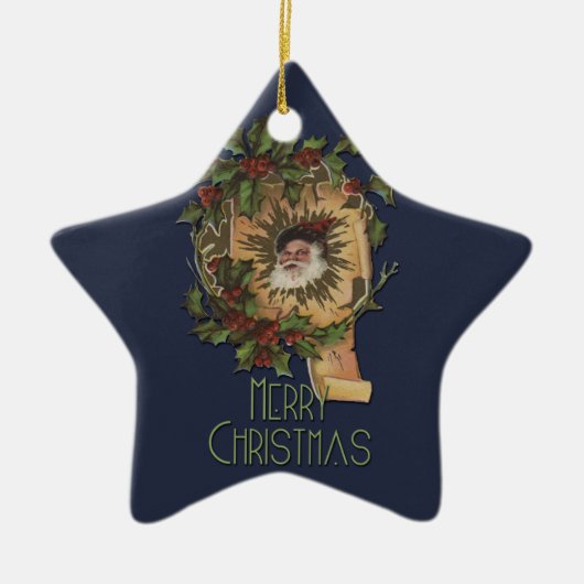  kerstman Jolly Keramisch Ornament (Voorkant)