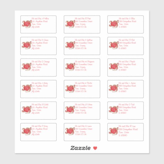 Kerstman Joy Bauble Individuele naam en adres Sticker (Vel)