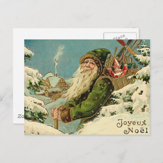  Kerstman - Joyeux Noel Feestdagenkaart (Voorkant / Achterkant)