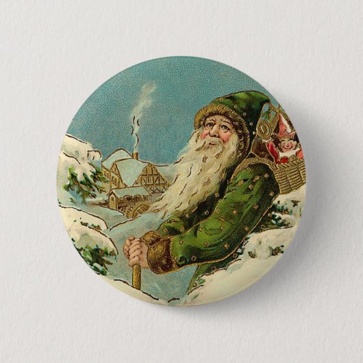 Kerstman - Joyeux Noel Ronde Button 5,7 Cm (Voorkant)