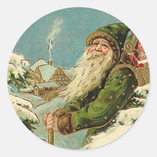 Kerstman - Joyeux Noel Ronde Sticker (Voorkant)