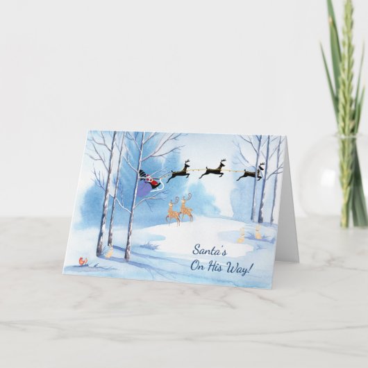 Kerstman, Kaart, Kerstman onderweg Feestdagen Kaart (Voorkant)