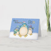 Kerstman Kaart met pinguïns (Voorkant)