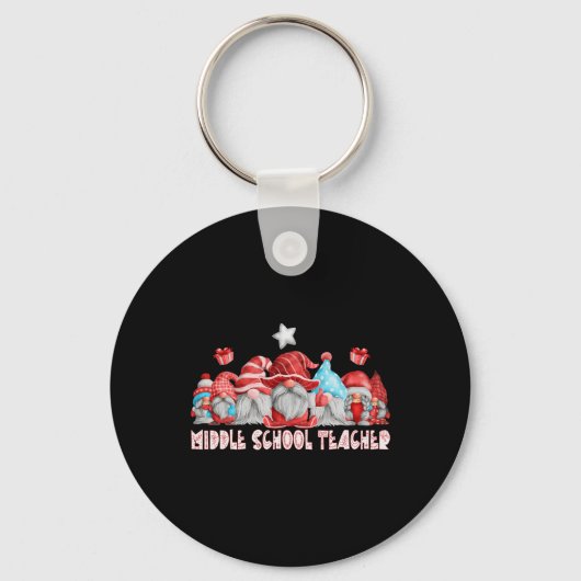 Kerstman Kabouter Cadeau Middelbare School Leraar Sleutelhanger (Voorkant)