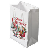 Kerstman Kabouter Cadeau Zak Medium Cadeauzakje (Voorkant Gekanteld)