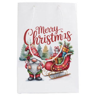 Kerstman Kabouter Cadeau Zak Medium Cadeauzakje