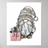 Kerstman Kabouter met Cadeau Poster (Voorkant)