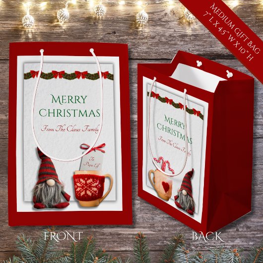 Kerstman Kabouter Midden Geschenkentas Medium Cadeauzakje