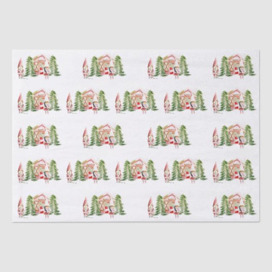Kerstman Kabouter Ontwerp 5 Tissuepapier (Voorkant)