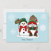 Kerstman Kabouter Sneeuwman Schattig Feestdagenkaart (Voorkant)