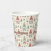 Kerstman Kabouter Vakantie Papieren Bekers (Voorkant)