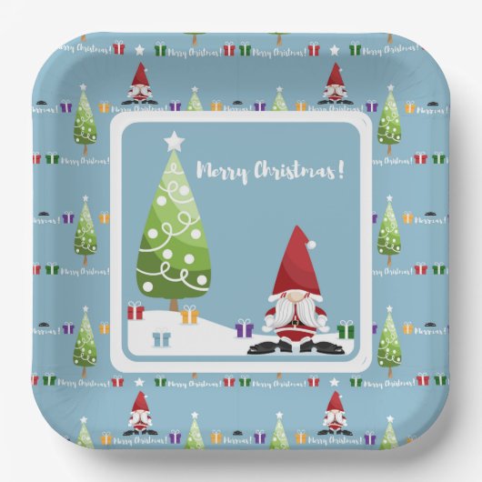 Kerstman Kabouter Voor Kerstmis Papieren Bord (Voorkant)