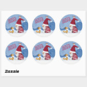 Kerstman Kabouter Vos Vogel Sticker met Sneeuw (Vel)