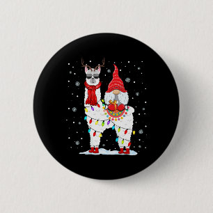 Kerstman Kabouters die op Lama Rendieren Kerstverl Ronde Button 5,7 Cm