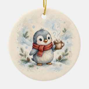 Kerstman Kado Pinguïn Heet Chocolade Waterverf Koe Keramisch Ornament