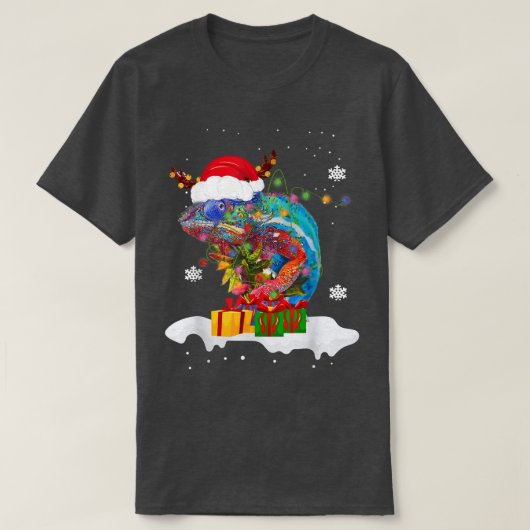 Kerstman Kameleon Dier Kerstlichten Liefhebber Ker T-shirt (Design voorkant)