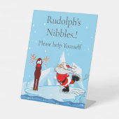 Kerstman kan geen Schaats kerstfeest snacks Reclamebord Met Voetstuk (Voorkant)