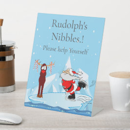 Kerstman kan geen Schaats kerstfeest snacks Reclamebord Met Voetstuk